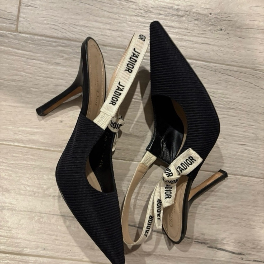 Dior Black Stiletto Heels with Slingback Design
